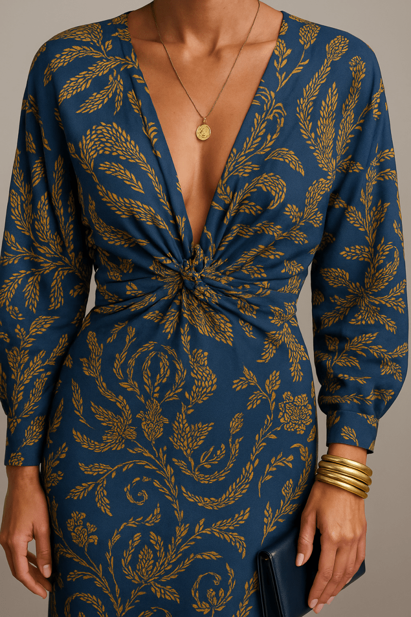 V-Neck Midi Dress