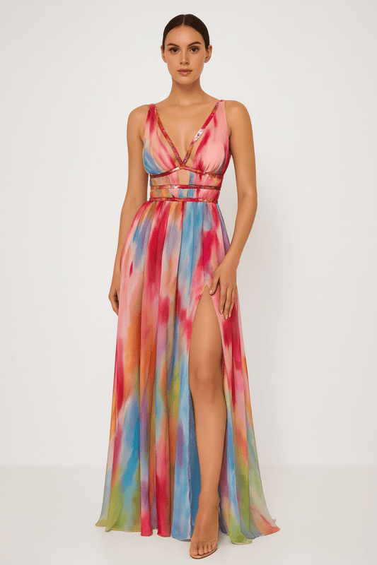 ✦ Calestra™ | Celeste Watercolour Maxi Dress