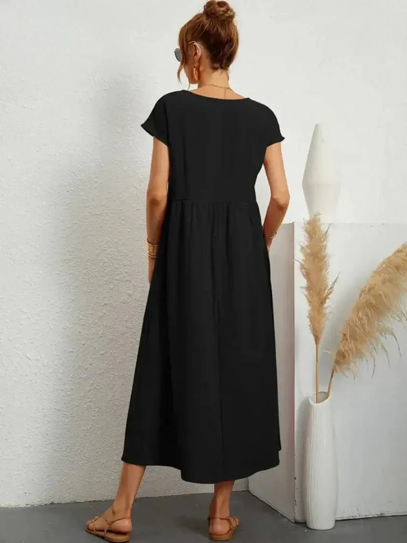 Relaxed Midi Dress with Pockets