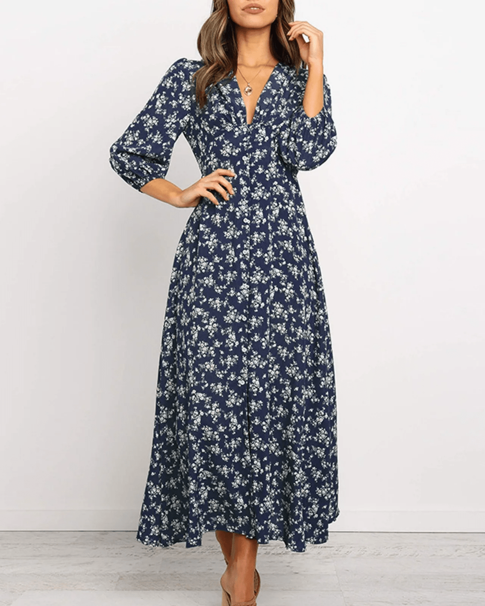 V-neck Floral Dress