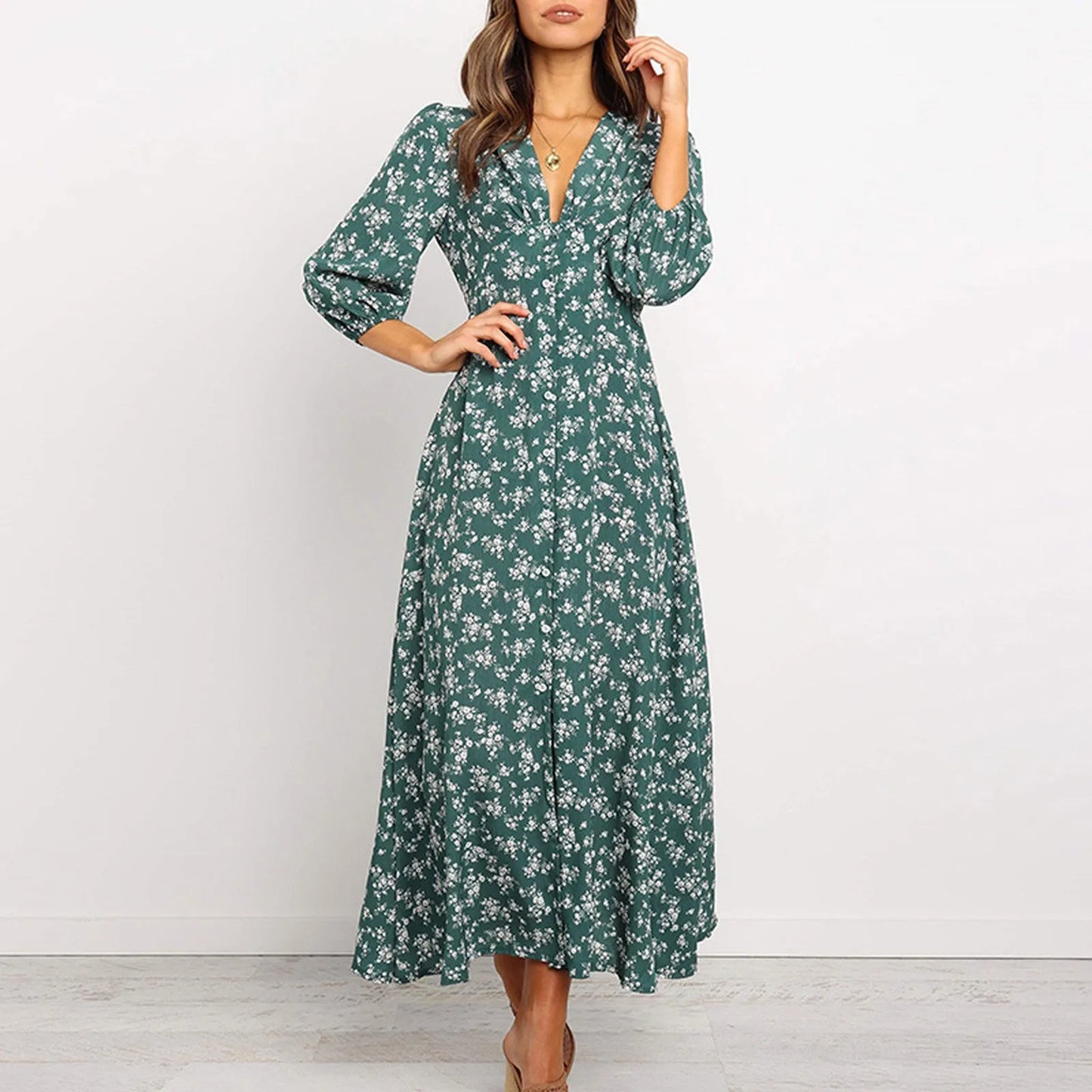 V-neck Floral Dress