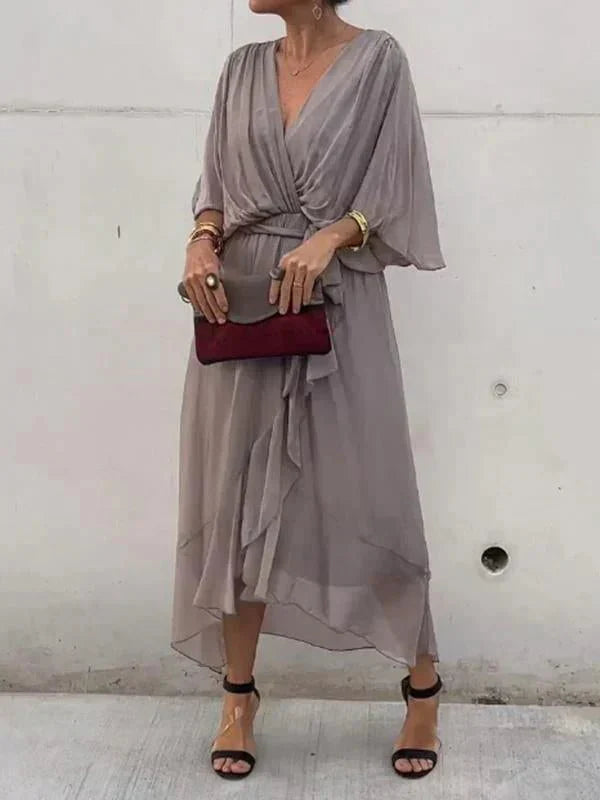 Gretchen - Tie Waist V-Neck Dress